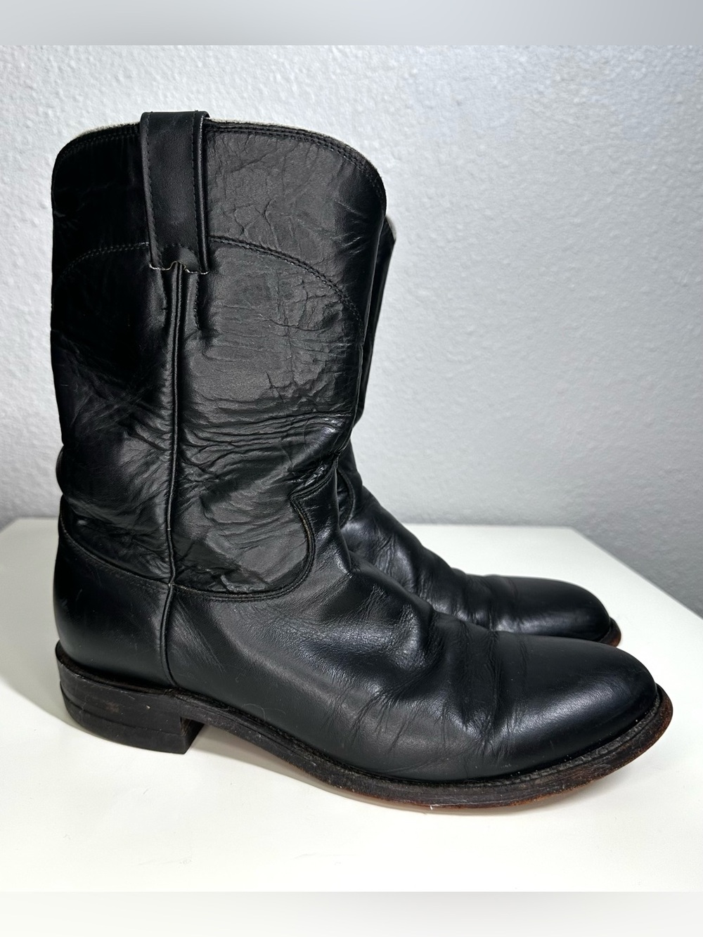 Justin Black Western Dress Boots Leather Men’s Size 9.5D